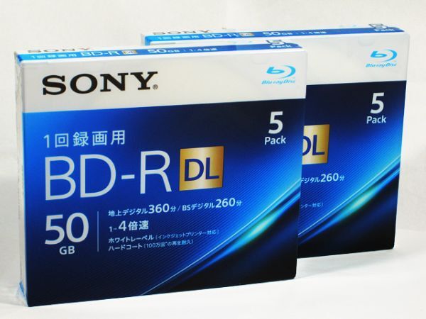 ■ SONY BD-R DL 1回録画用 50GB 4倍速 5枚パック 2個セット (5BNR2VJPS4)拍卖