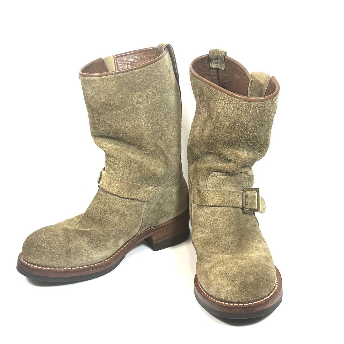 MADE IN GM JAPAN メイドインジーエムジャパン エンジニアブーツ スエードレザーブーツVIBRAMソール UM-02 23 1/2 size:S 7 25〜25.5㎝拍卖