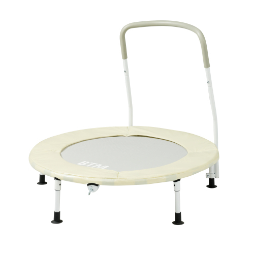 【ベージュ】補助手すり付き トランポリン ダイエット器具 健康器具 折りたたみ おもちゃ エクササイズ フィットネス 室内運動 あ KU243拍卖