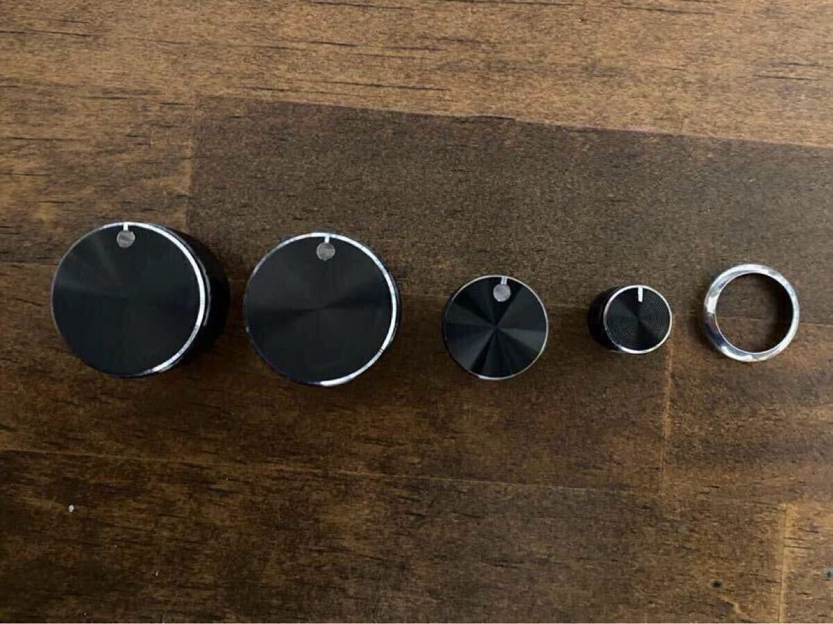 【割れ防止対策付き】L700S ミラジーノ エアコン ツマミ ノブ 4個+ハザードスイッチリングのセット 黒 ブラック拍卖