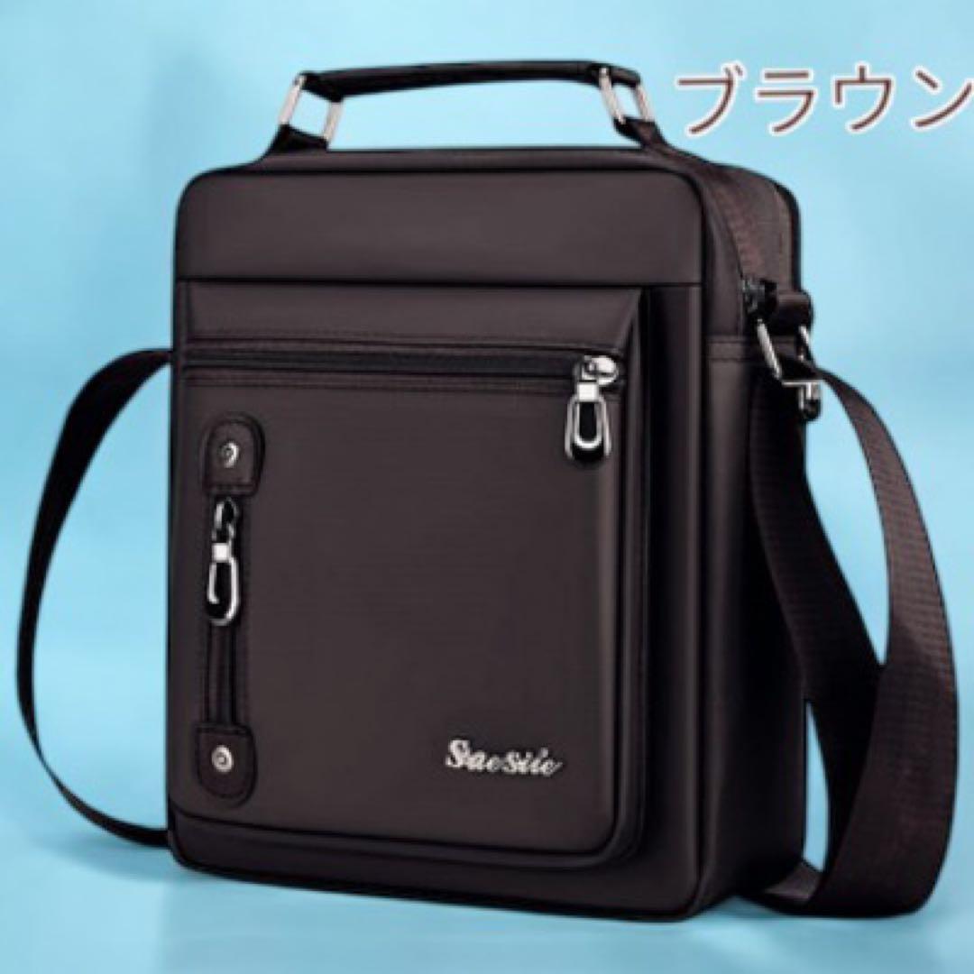 ショルダーバッグ 斜め掛け 肩掛け メンズ レディース メインポケット2 軽量 ビジネス ハンドバック 持ち手 茶色 新品 最短発送 送料無料拍卖