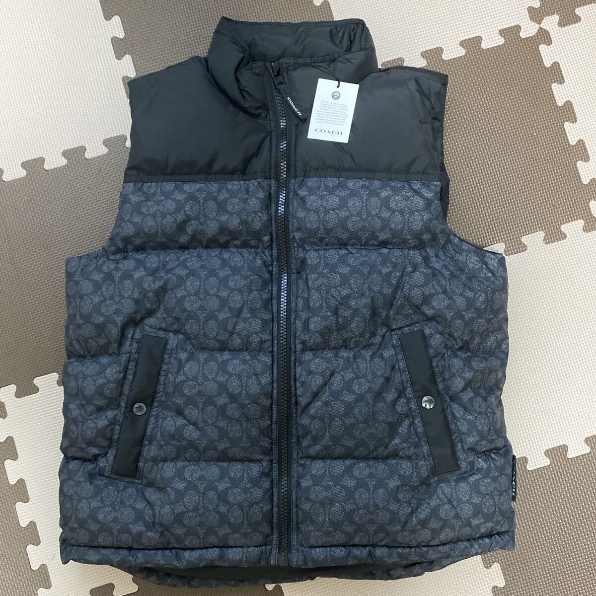 100円スタート 全国最安値に挑戦 早い者勝 COACH ダークグレー キルティングダウンベスト拍卖