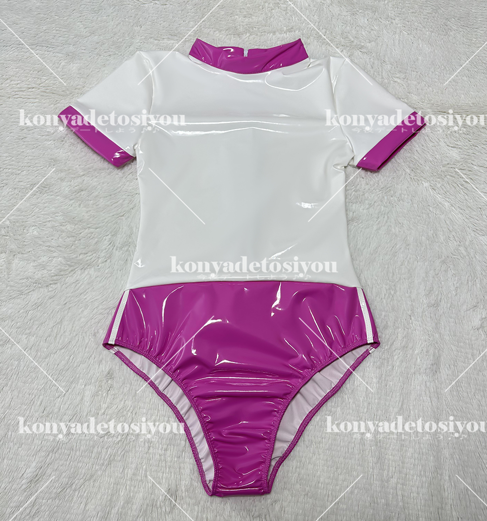 23012白&バラ5XL 超光沢 レオタード コスプレ スクール水着 競泳水着 スクール水着 体操服 仮装 変装 イベント コスチューム拍卖