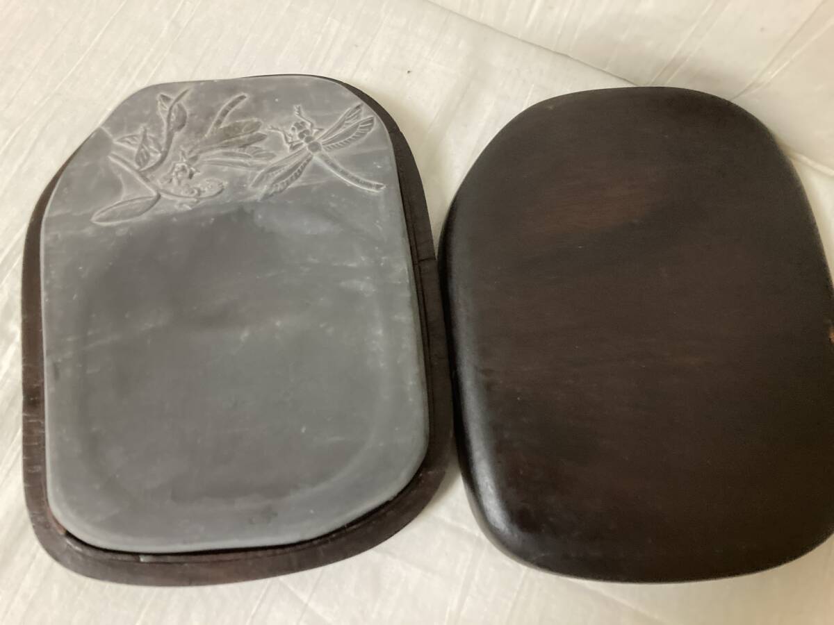 旧家様より◆硯◆端渓硯◆唐物◆トンボ◆18cm×1.5cm×2.5cm◆アンティーク◆時代◆書道具拍卖