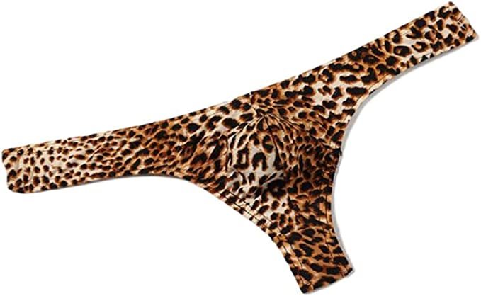 未使用 新品 僧侶無料  ヒョウ柄のメンズTバックパンツ 豹柄 レオパード サイズM イエロー拍卖