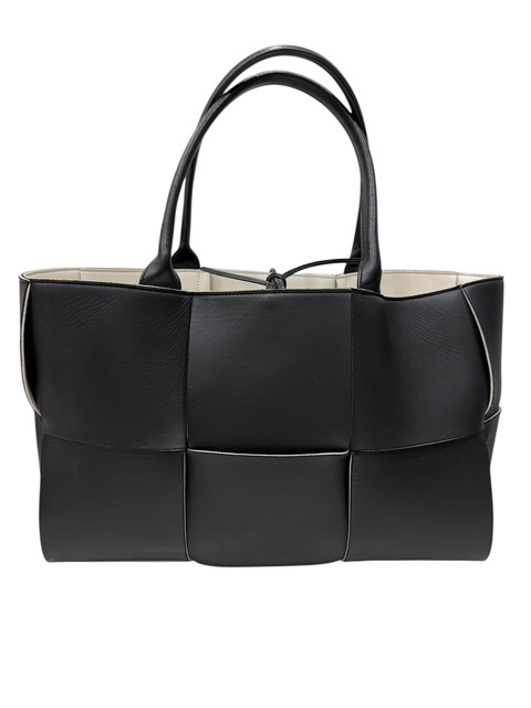 H7-10-26 BOTTEGAVENETA ボッテガヴェネタ スモールアルコトート イントレチャート トートバッグ ブラック レザー RFID確認済み拍卖