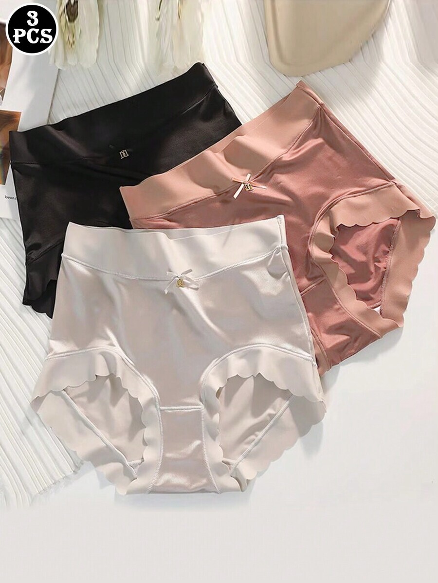 インティメート ショーツ 女性用 ビンテージ サテン アンチミクロ マルベリーシルク ハイウエストショーツ 3枚セット拍卖