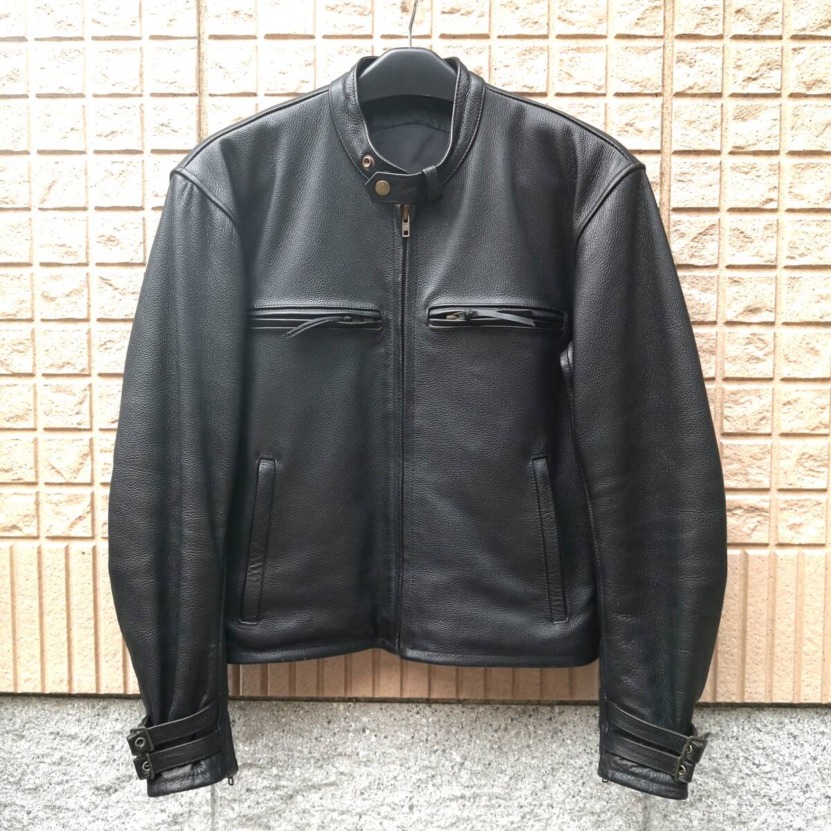 本革 牛革 革ジャン レザージャケット シングルライダース Lサイズ拍卖