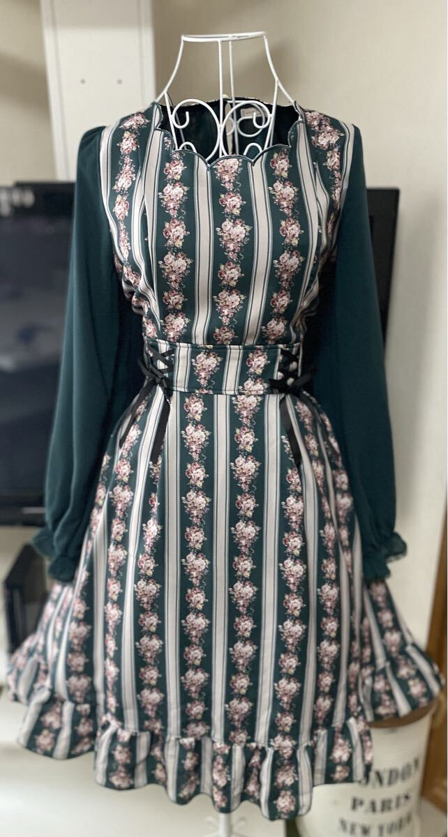 美品axes femmeローズストライプ長袖OP拍卖