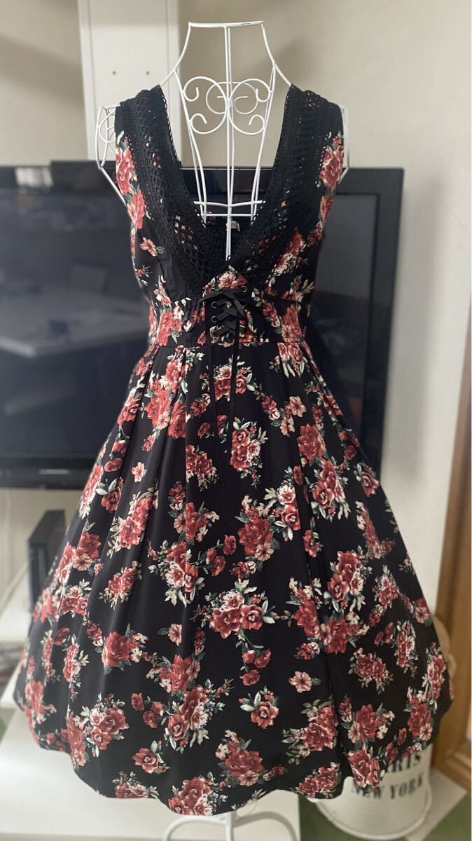 未使用品近いクラシック花柄ジャンスカ ワンピース拍卖