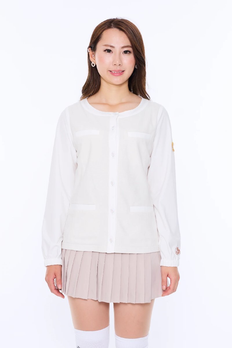 レディス MU スポーツ 701H2610 ホワイト サイズ42 ノーカラーフリースジャケット 定価39,600円 ミエコウエサコ 新品拍卖