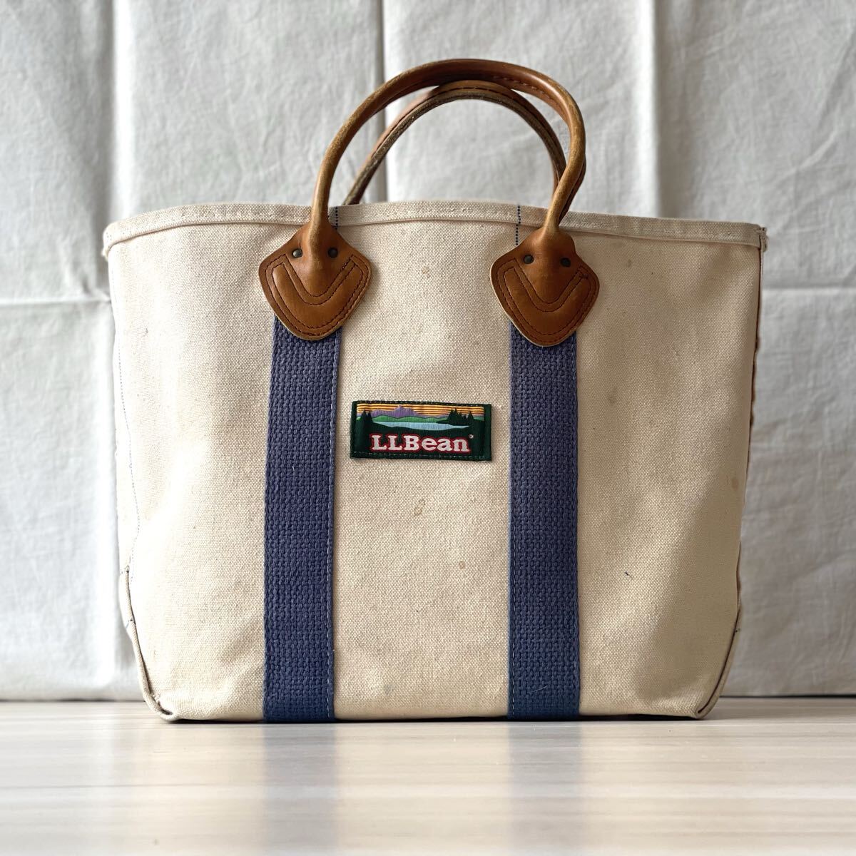 ブルー系の美カラー!バキバキ!80s〜 L.L.BEAN レザーハンドルトート エルエルビーン ビンテージ Vintage キャンバス レア スペシャル拍卖