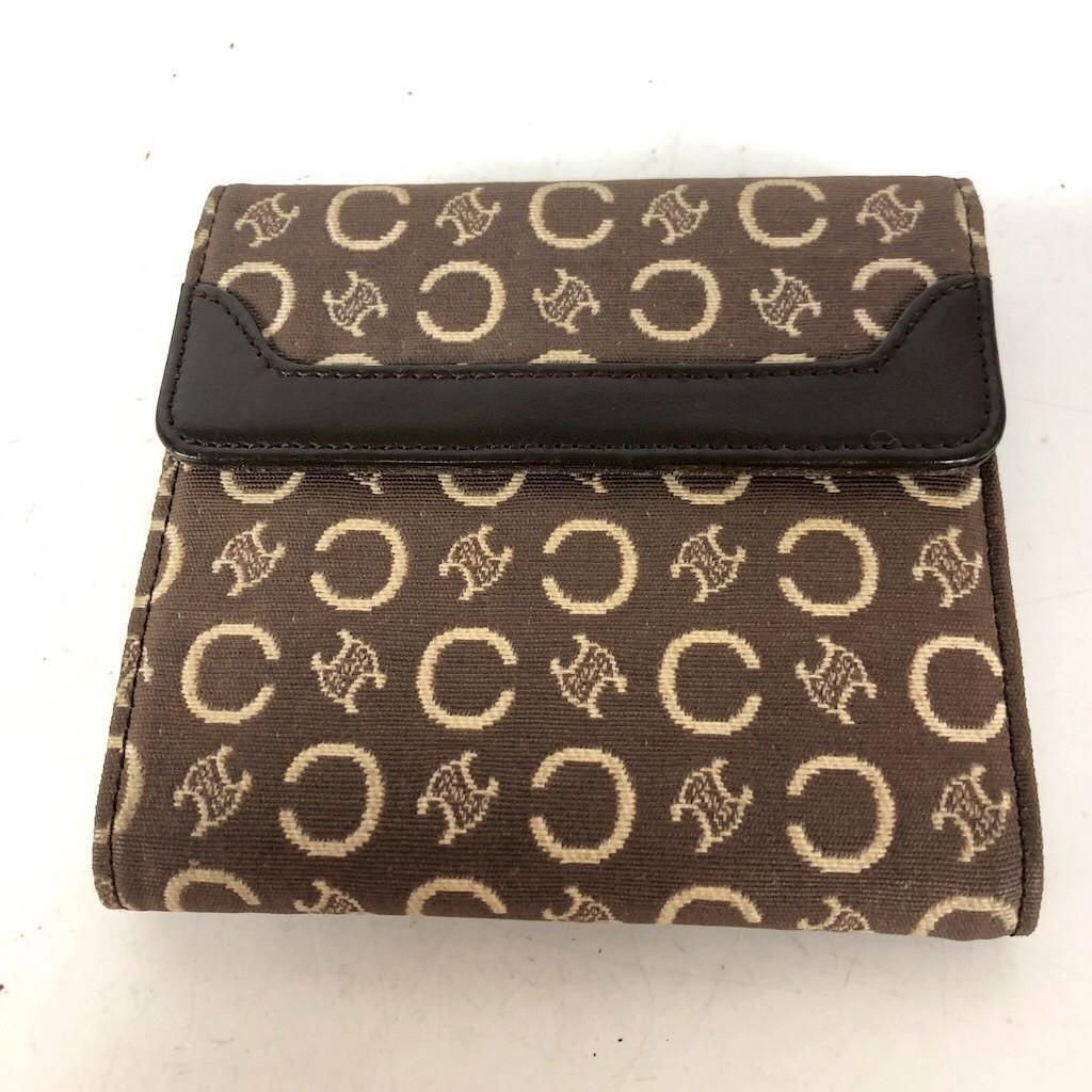 CELINE セリーヌ マカダム柄 二つ折り財布 ブラウン ロゴ 総柄 財布 カードケース カード入れ お札入れ 小銭入れ コインケース ブランド拍卖