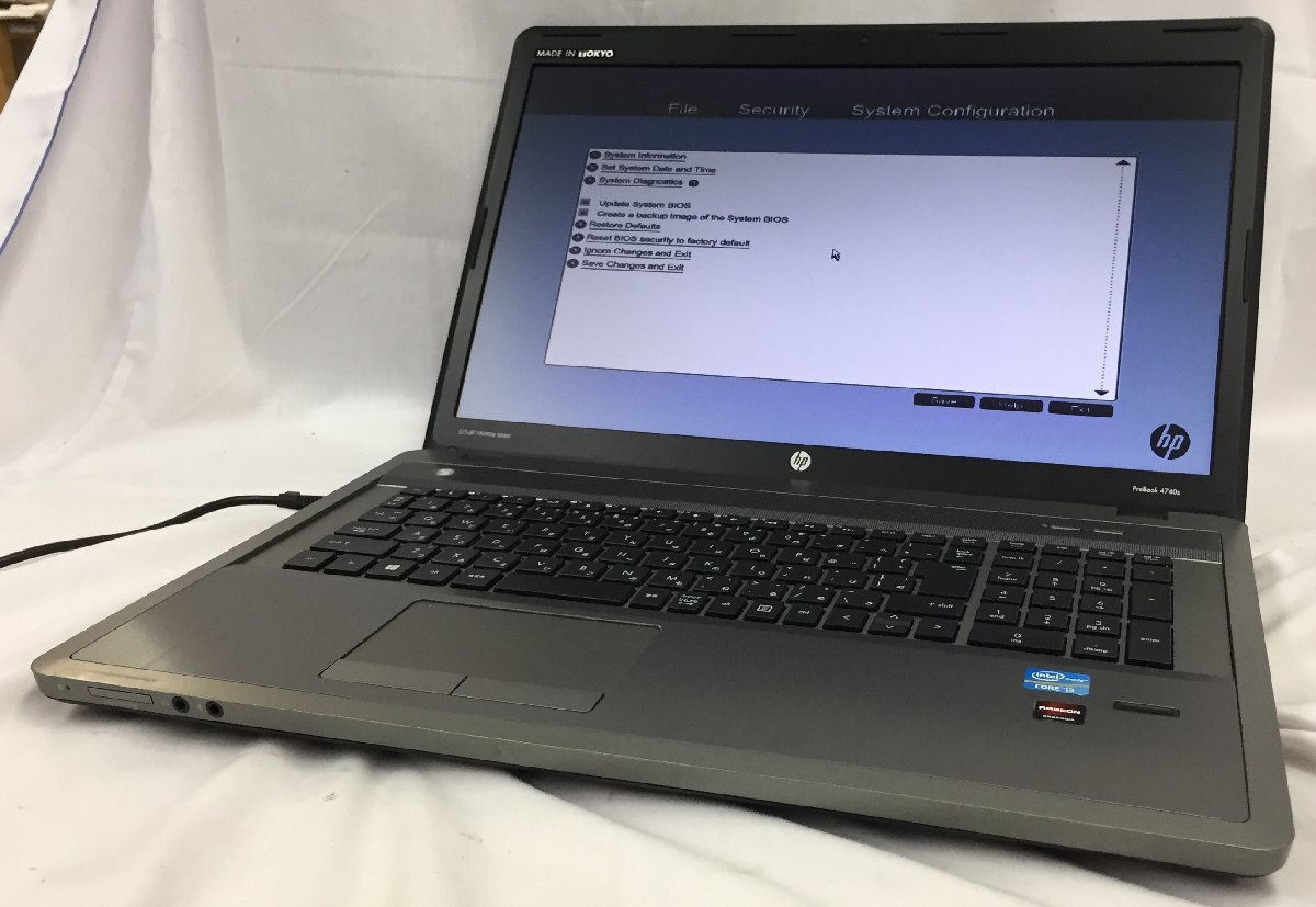 MJ1902Y【i3第3世代//BIOS確認のみ/中古現状品】HP ProBook 4740s CPU:Core i3-3110M メモリ:4GB N拍卖