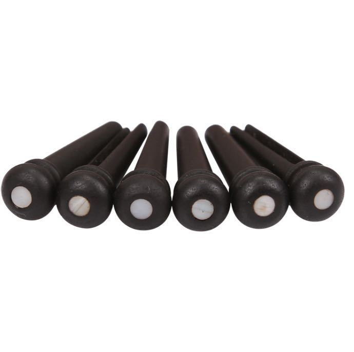 ドットホワイト エボニー製ブリッジピン 黒檀6個セット アコースティックギター ギター 拍卖