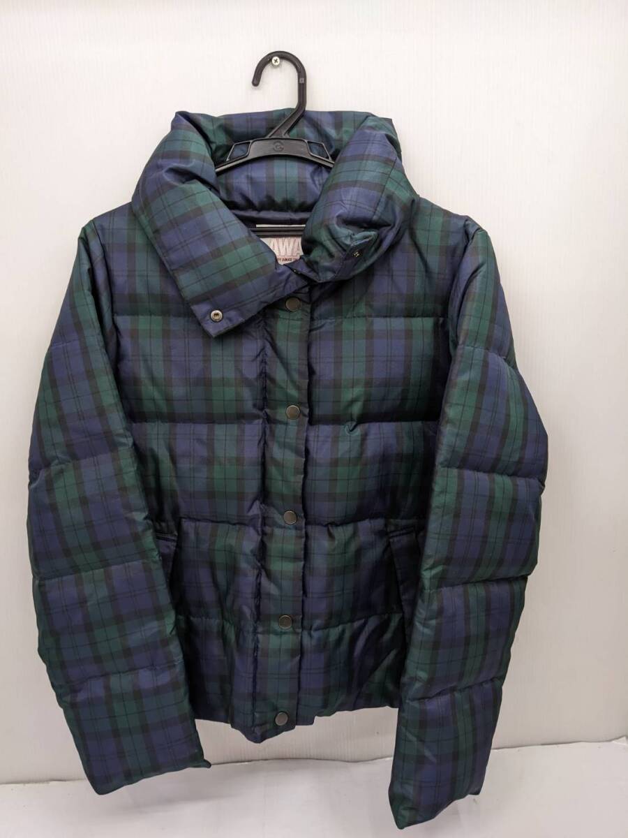 送料無料h55235 AWAW ジュンコシマダ 9AR ダウンジャケット チェック柄 緑×紺 アウター レディース 防寒着拍卖