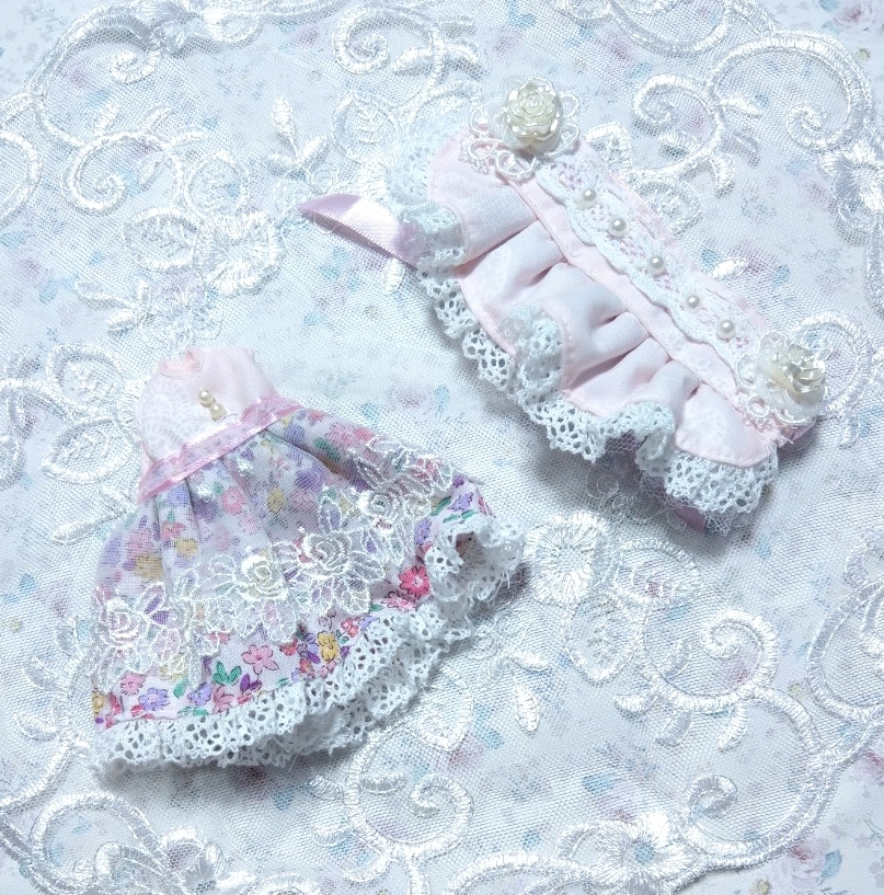 *1/12サイズ ドール お洋服 OF アウトフィット ワンピース ドレス セット*【Pink Violet】拍卖