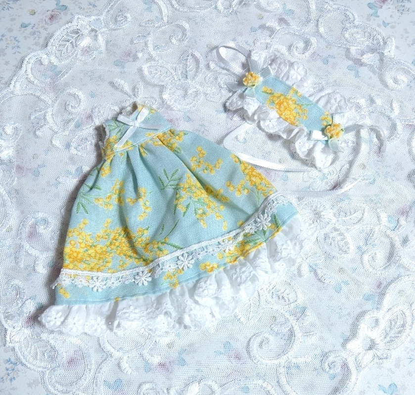 *1/12サイズ ドール お洋服 OF アウトフィット ワンピース ドレス セット*【Mimosa -Green- Ⅱ】拍卖