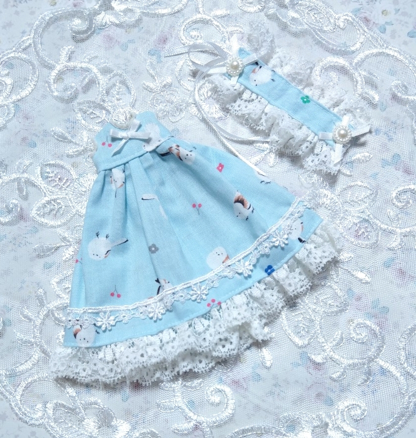 *1/12サイズ ドール お洋服 OF アウトフィット ワンピース ドレス セット*【Shimaenaga Blue】拍卖