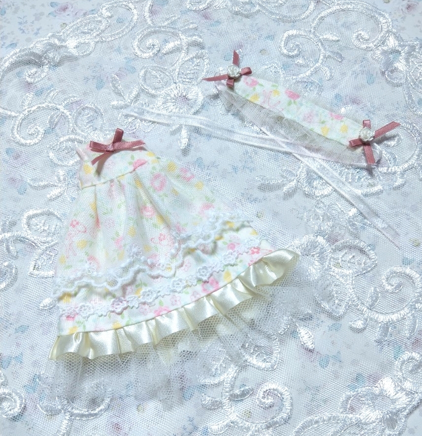 *1/12サイズ ドール お洋服 OF アウトフィット ワンピース ドレス セット*【Ivory Flower】拍卖