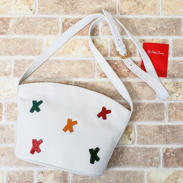 パロマピカソ ヴィンテージ レザー ロゴ ショルダーバッグ イタリア製 ホワイト Paloma Picasso拍卖