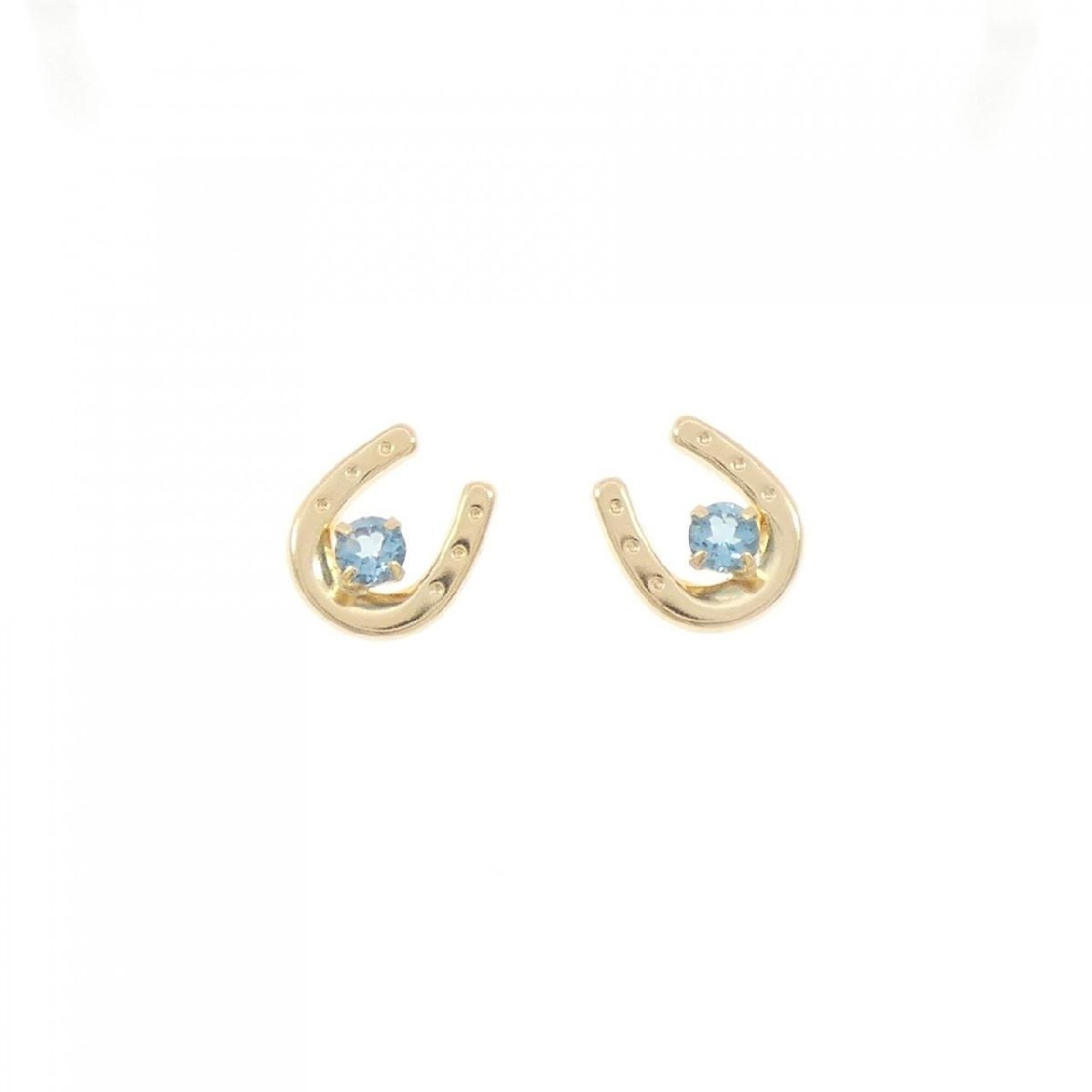 【新品】K18YG ホースシュー ブルートパーズ ピアス拍卖