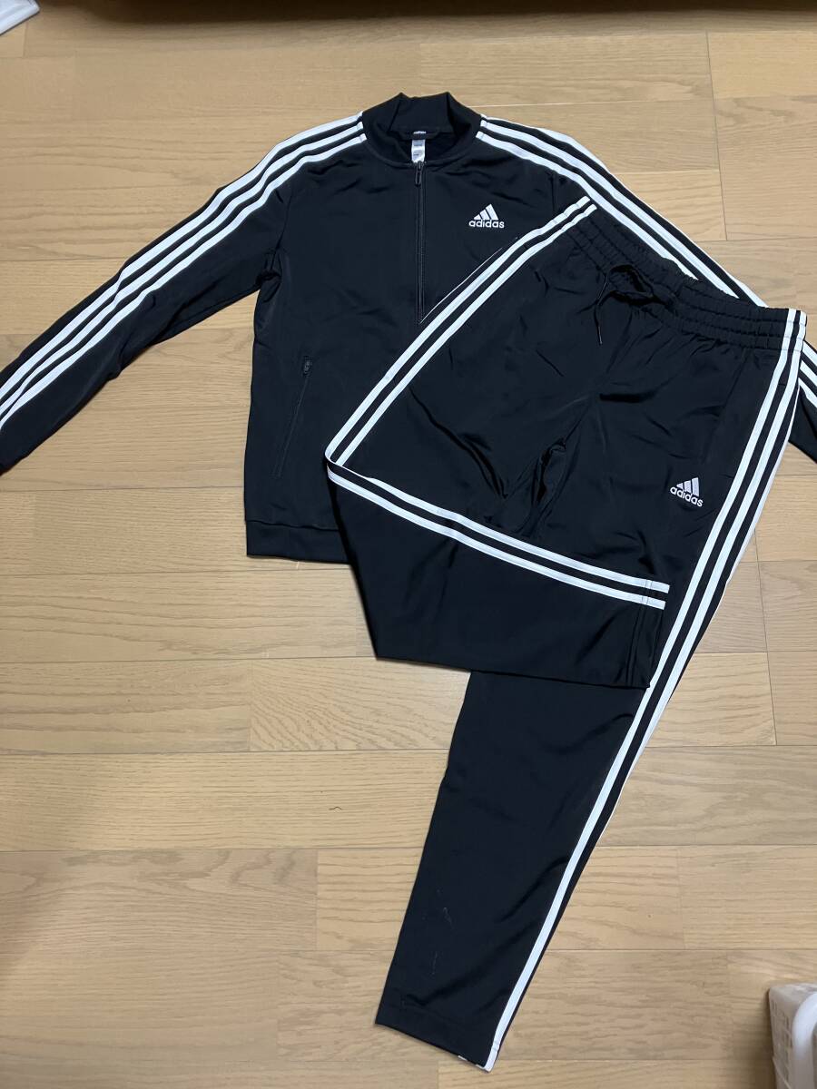 adidas レディース ジャージ上下セット M BK×WH 新品 ☆決算セール★。拍卖