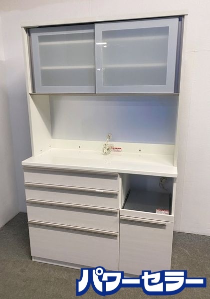 高橋木工 SUNNY キッチンボード 食器棚 シェモア 幅120cm ソフトクローズ 中古家具 店頭引取歓迎 R10153拍卖