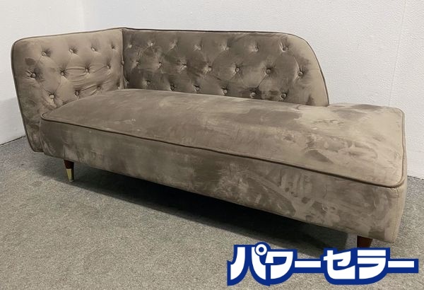 LOWYA/ロウヤ 公式サイト限定 2人掛け グレー ベルベット 大人ガーリー アンティーク調 幅150 インテリア 中古家具 店頭引取歓迎 R10146拍卖