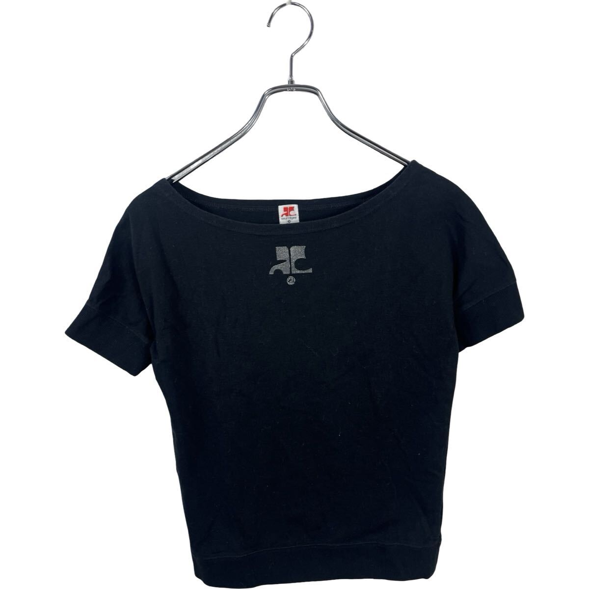 vintage courreges ヴィンテージ クレージュレディース ブラック 半袖tシャツ カットソー トップス拍卖