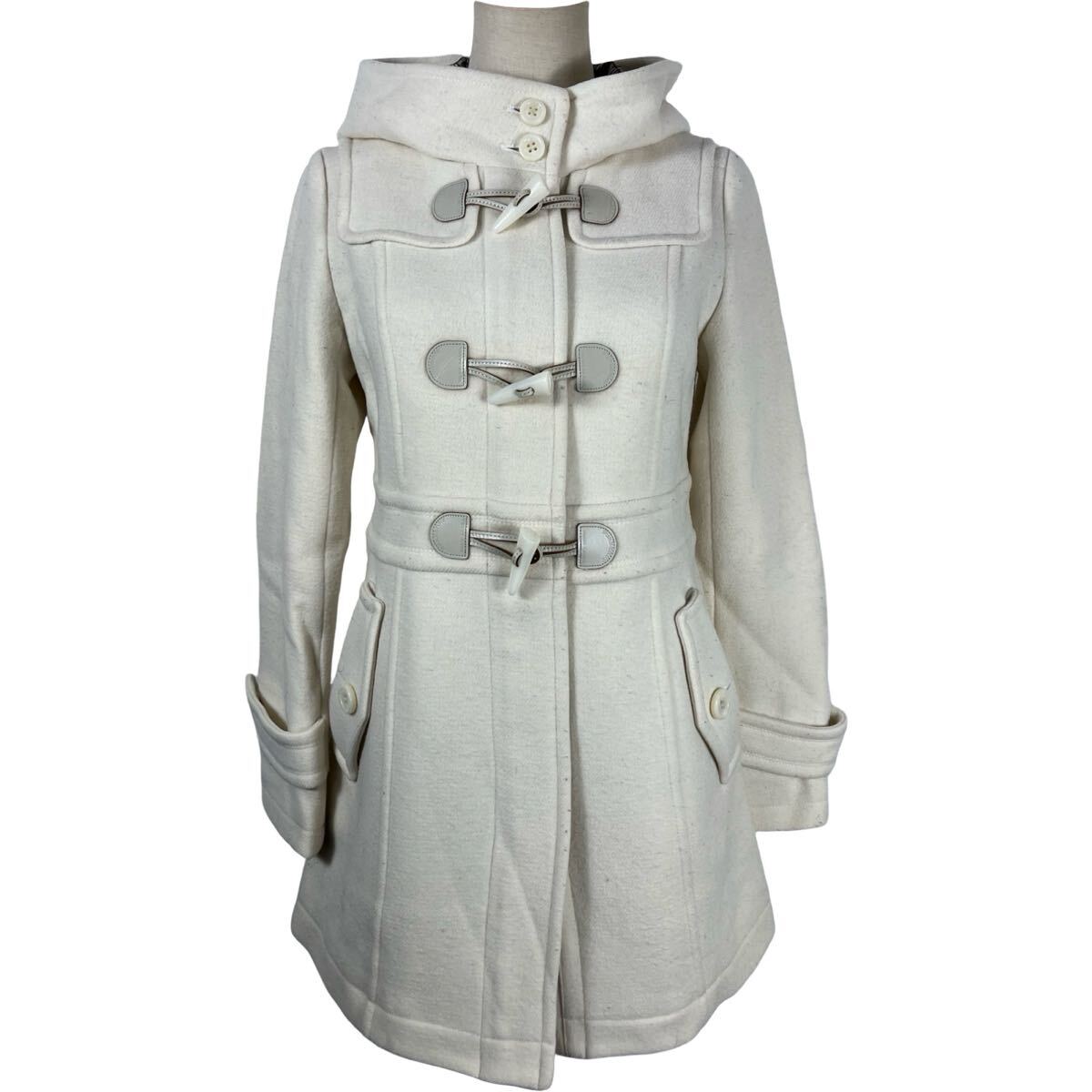 BURBERRY BLUE LABEL バーバリー ブルーレーベル レディース ホワイト ウールコート ダッフルコート アウター 38拍卖