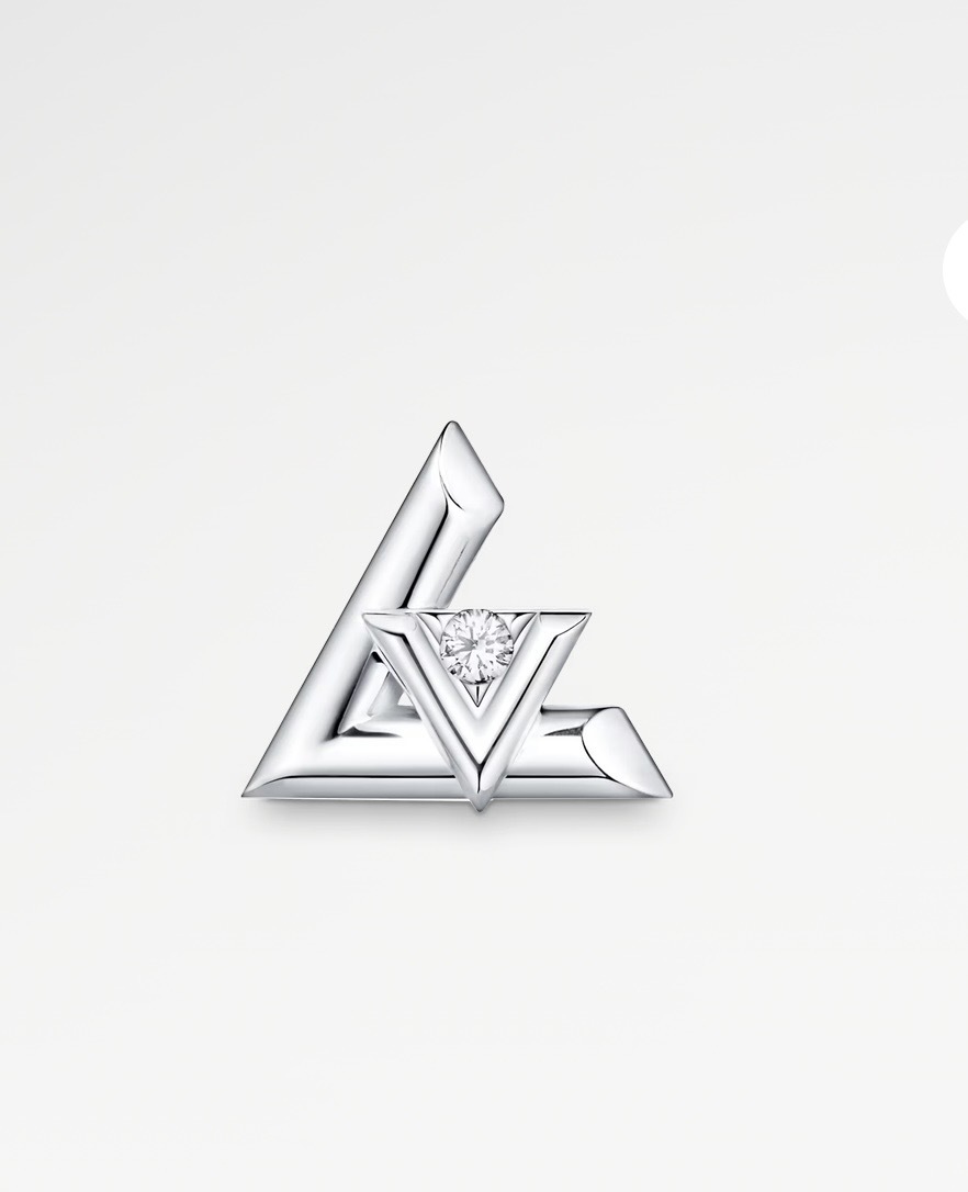 ★ルィヴィトン メンズピアス ダイヤモンド ピュス LV ヴォルト ワン片耳K18PG/WG 美品★拍卖