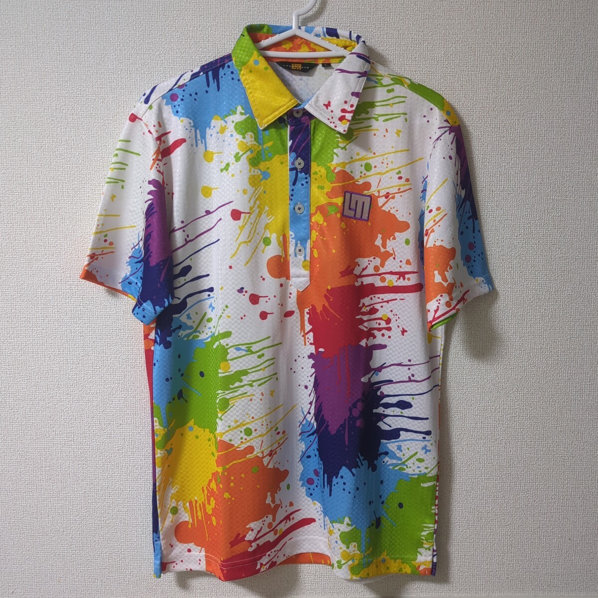 LOUDMOUTH ラウドマウス ゴルフウェア トップス ポロシャツ メンズ 半袖 吸汗速乾 ドライ UVカット 紫外線対策 ストレッチ 総柄 L拍卖