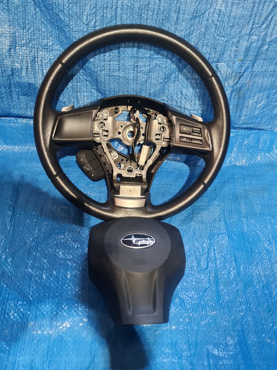 スバル インプレッサ GJ6-GJ7-GP6-GP7ステアリングホイール ハンドル パドルシフトホーンパット付 レザー拍卖