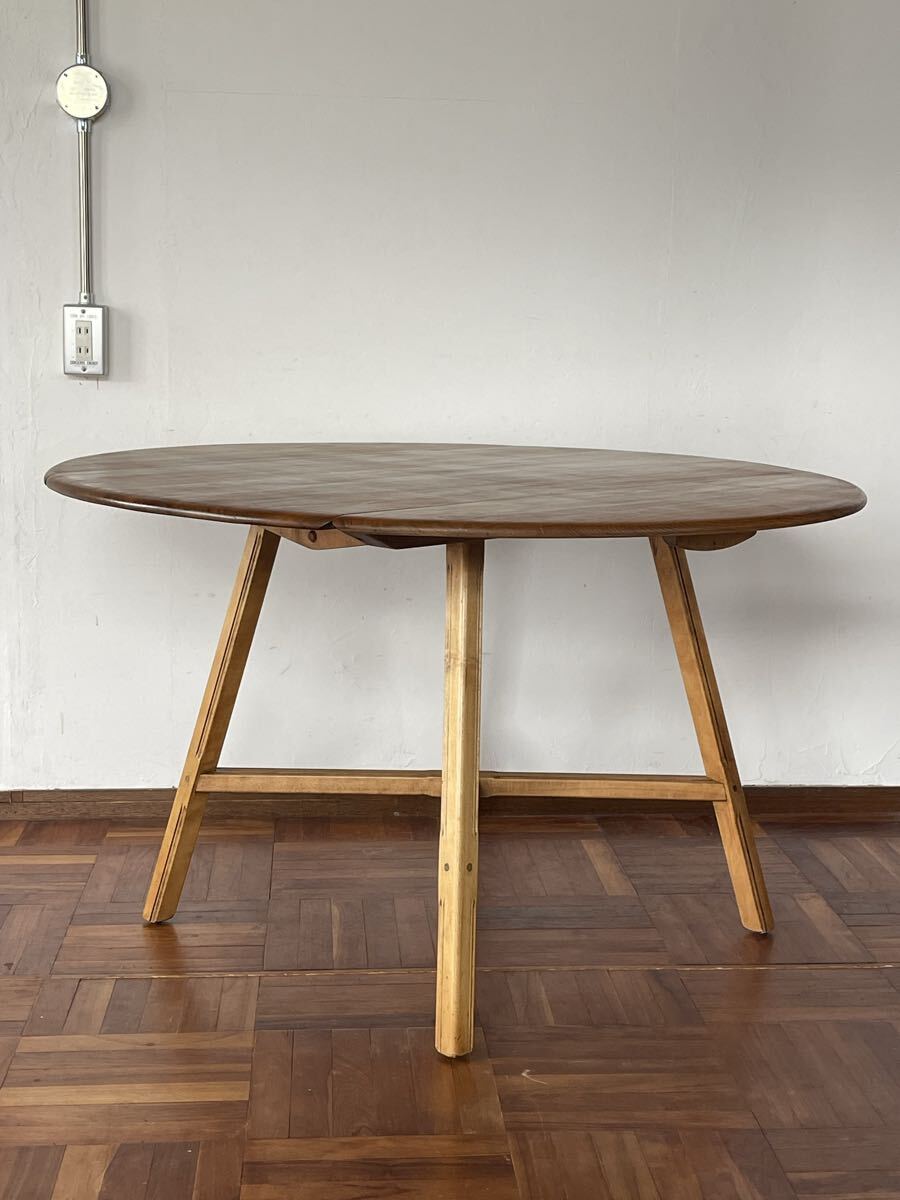 イギリス ercol アーコール ヴィンテージ ラウンド バタフライ ダイニング テーブル 円形 エクステンション ビンテージ アンティーク拍卖