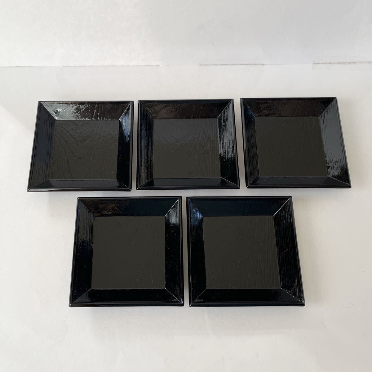 【角 茶托 黒 5枚セット】茶道具 煎茶道具 四角 スクエア コースター拍卖