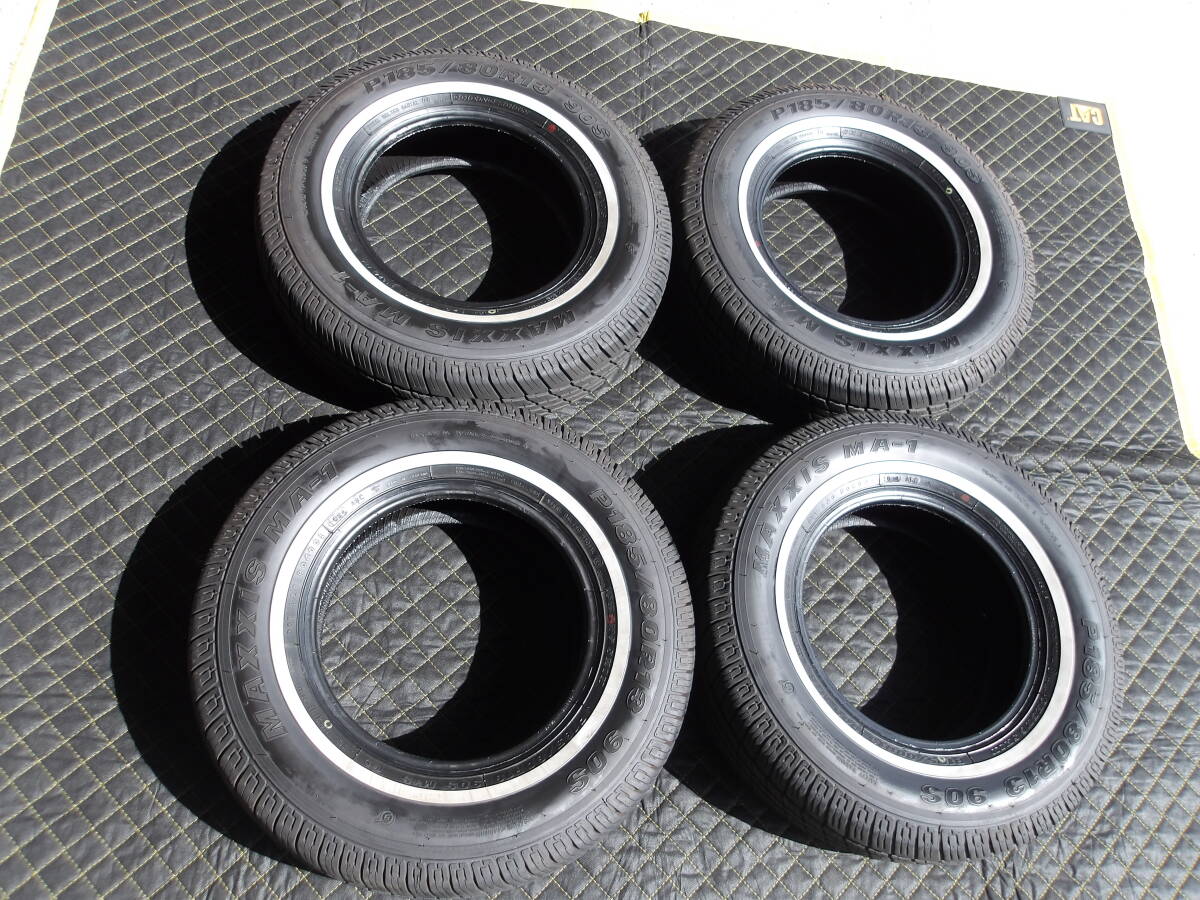 マキシス ホワイトリボン タイヤ 【4本セット 中古品】 MAXXIS MA-1 エムエーワン 185/80R13 90S(NH倉庫:管理211)拍卖