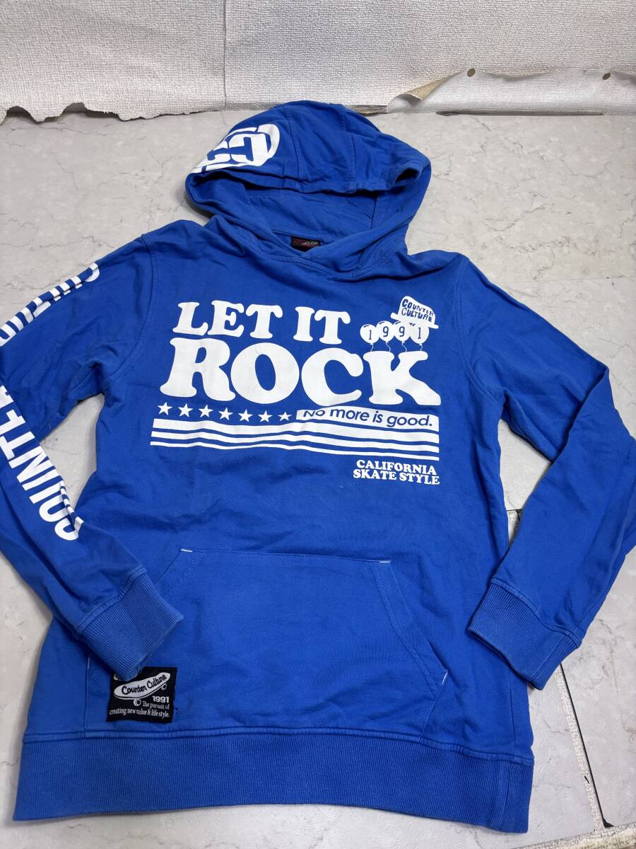 d4877◆カウンターカルチャーCounter cultureフード付きトレーナーLブルー拍卖