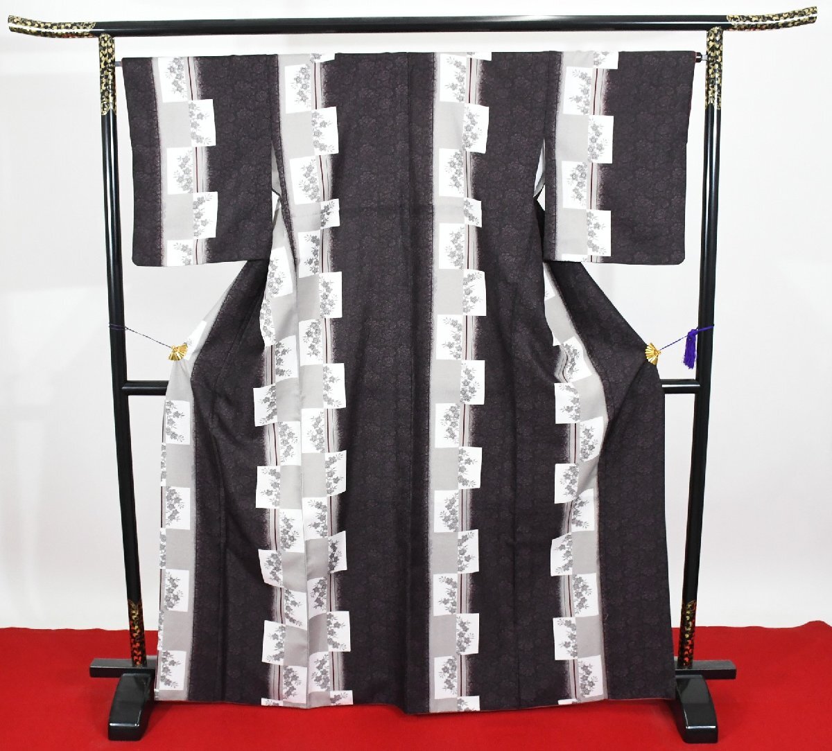 小紋 着物 袷 桜 花 洗える着物 身丈159cm 裄丈65.5cm ★ kb-7342 桜庭呉服店拍卖