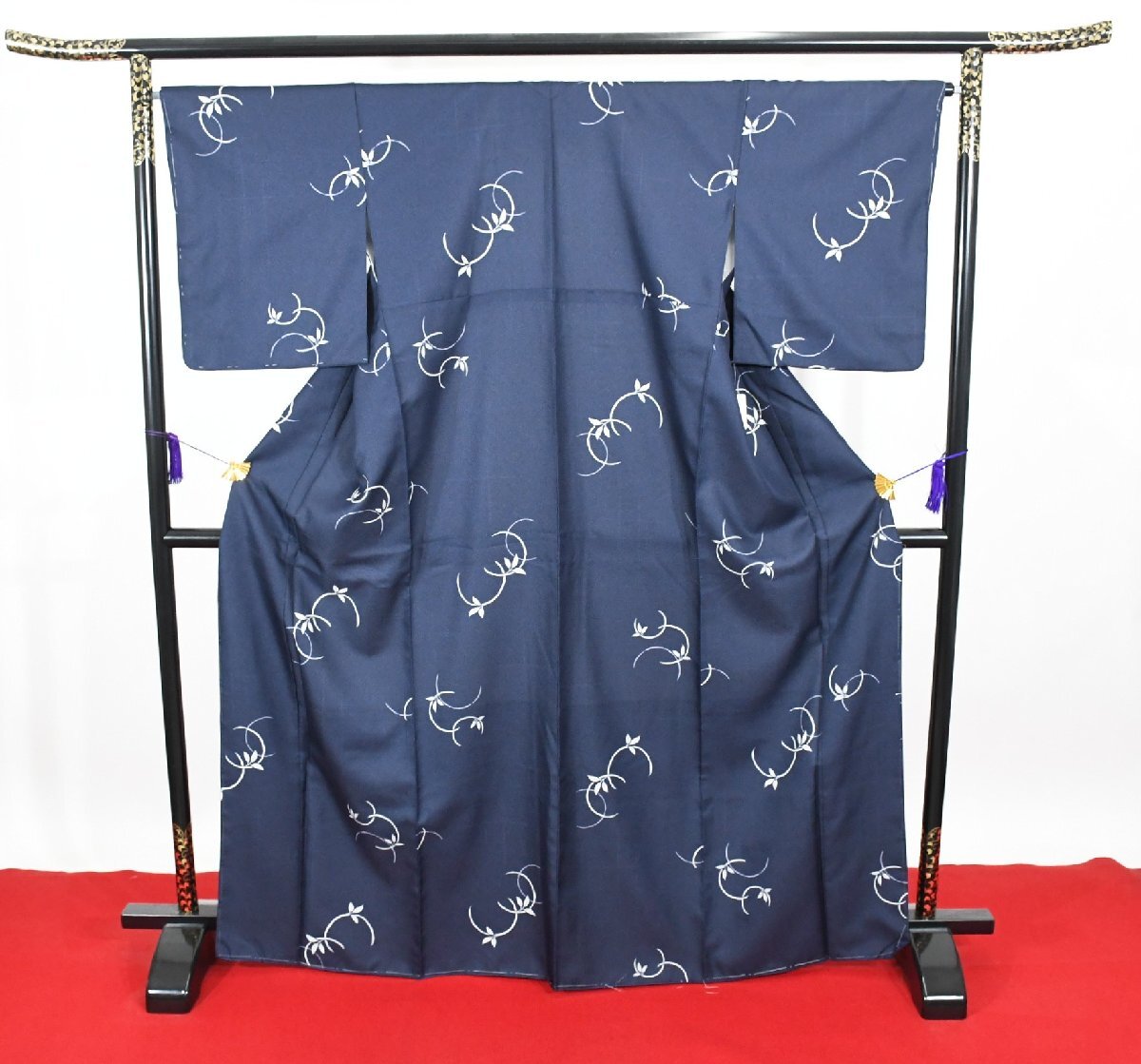 小紋 着物 袷 洗える着物 丸葉 身丈160cm 裄丈65.5cm ★ kb-7400 桜庭呉服店拍卖