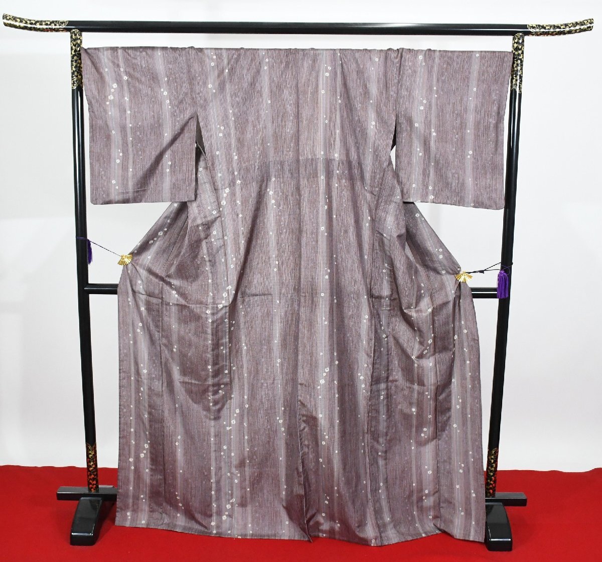 大島紬 鹿の子柄 単衣 身丈164cm 裄丈71.5cm ★着物 pb-3644 桜庭呉服店拍卖