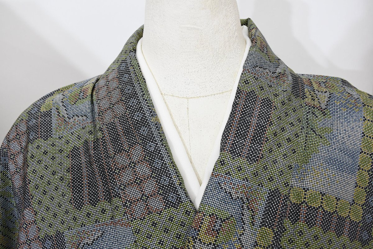 大島紬 色 正絹 身丈162cm 裄丈64cm ★着物 pb-3685 桜庭呉服店拍卖