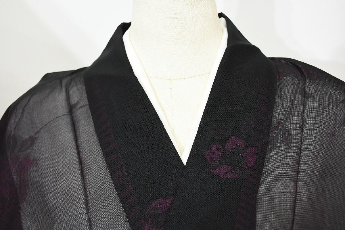 小紋 着物 夏着物 紗 花 身丈152cm 裄丈65cm ★ kb-7337 桜庭呉服店拍卖