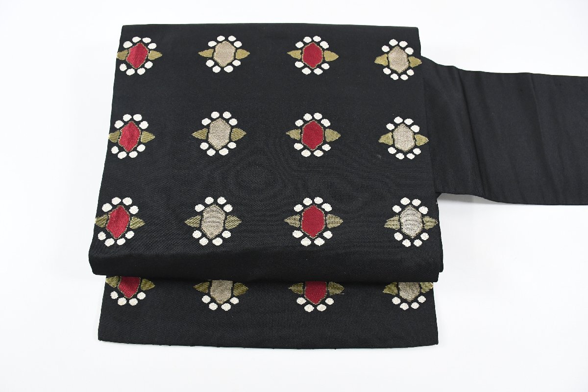 名古屋帯 アンティーク 丸文 帯丈348cm ★着物屋 ne-16474 桜庭呉服店拍卖