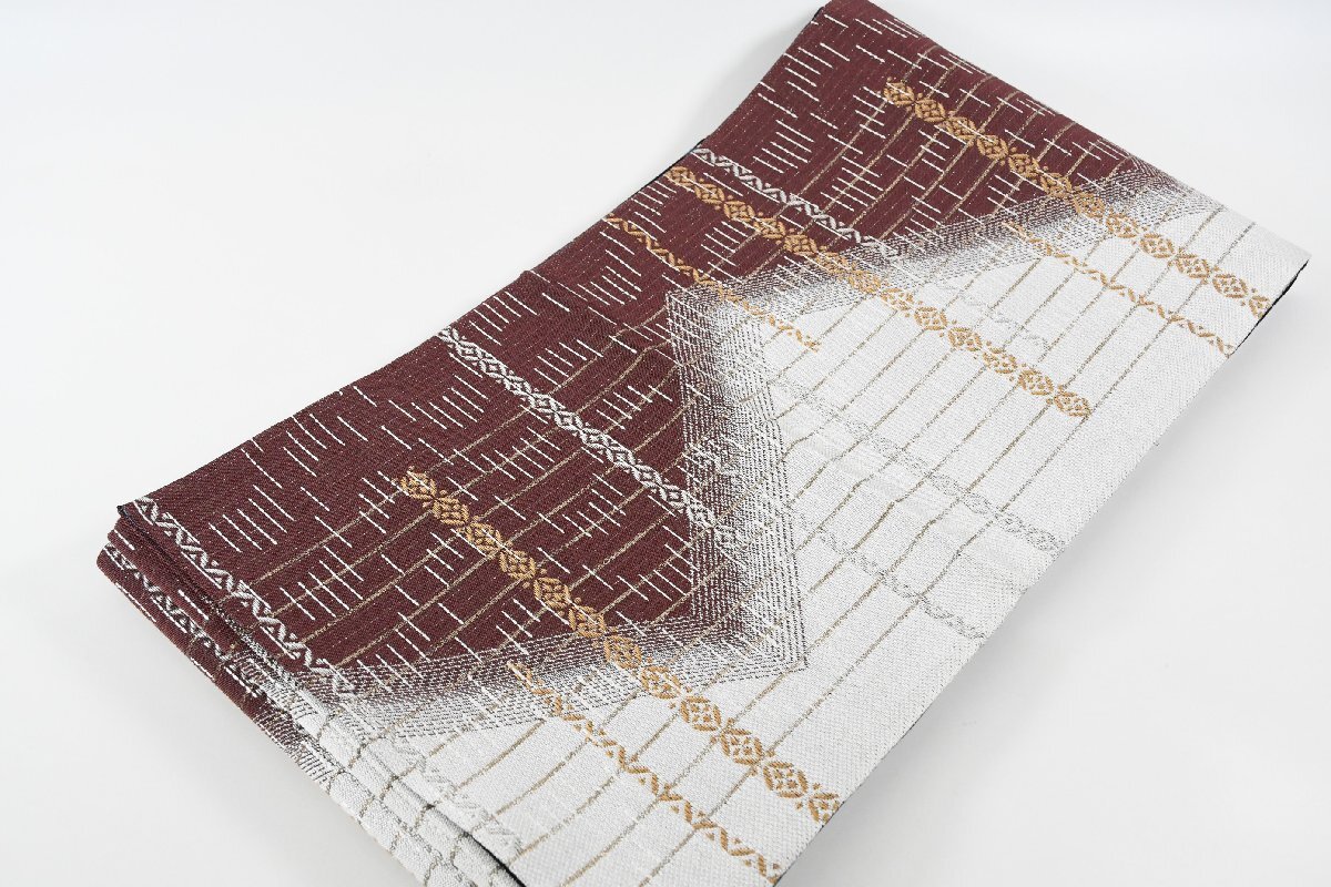 袋帯 全通袋帯 幾何学模様 お洒落帯 西陣 帯丈440cm ★着物屋 ne-16791 桜庭呉服店拍卖