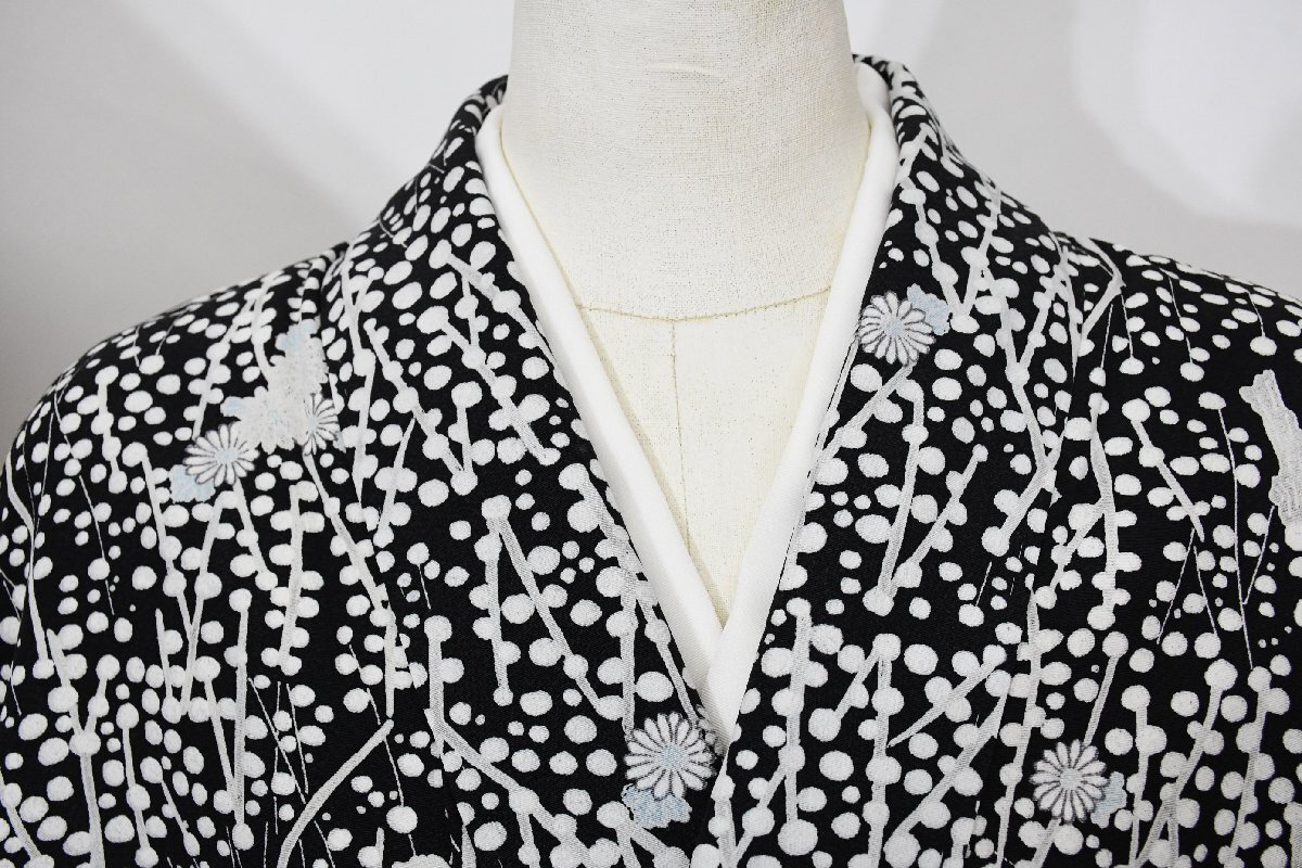 小紋 着物 袷 雪持ちの枝 花 身丈161.5cm 裄丈64cm ★ kb-7295 桜庭呉服店拍卖