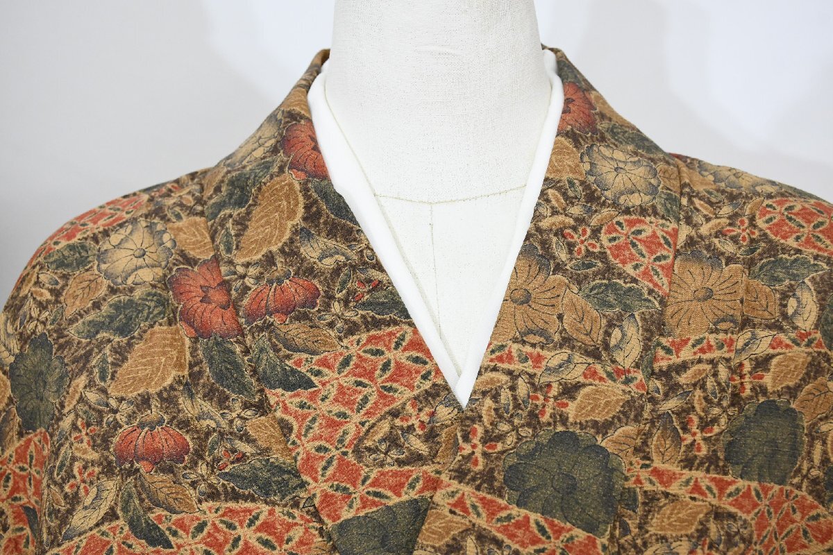 小紋 着物 袷 七宝 流水 身丈158cm 裄丈65cm ★ kb-7357 桜庭呉服店拍卖