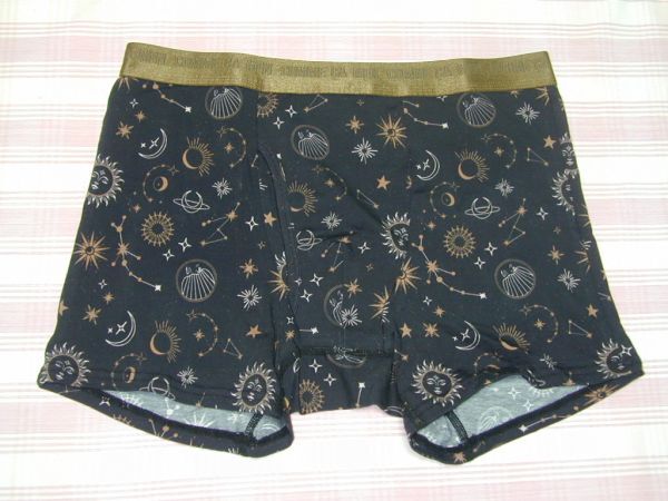 コムサメン*黒のボクサーパンツ 天体柄/Lサイズ拍卖
