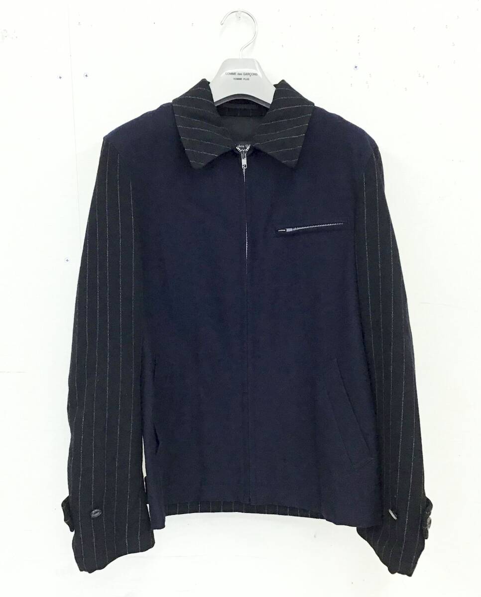 AD1996 COMME des GARCONS HOMME PLUS ウール ボンバージャケット ネイビー メンズ サイズM PJ-04057M 90's ヴィンテージ 切替拍卖