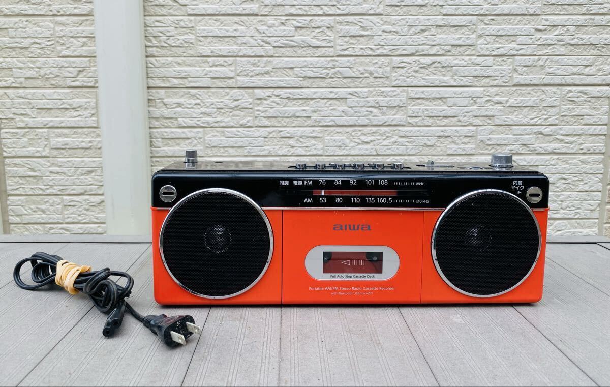【動作品/美品】aiwa ステレオ型ラジカセ audio -G RCP1 GAA4-RCP0002 カセット ラジオ アイワ ラジカセ 赤 レッド アンティーク AM FM拍卖